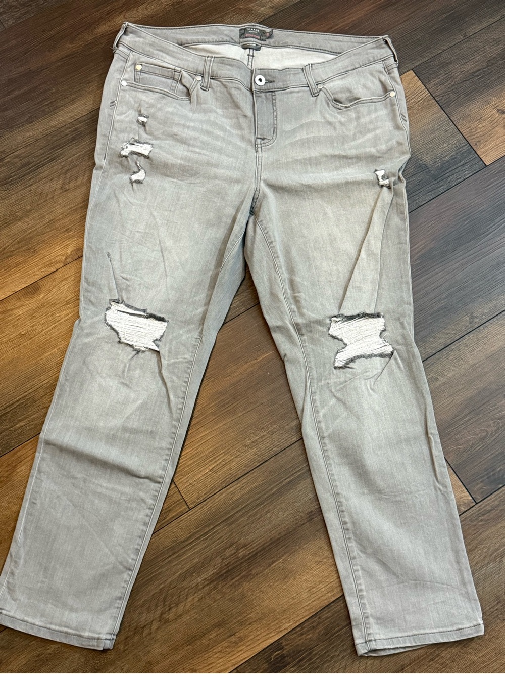 torrid Light Gray Distressed Boyfriend Jeans